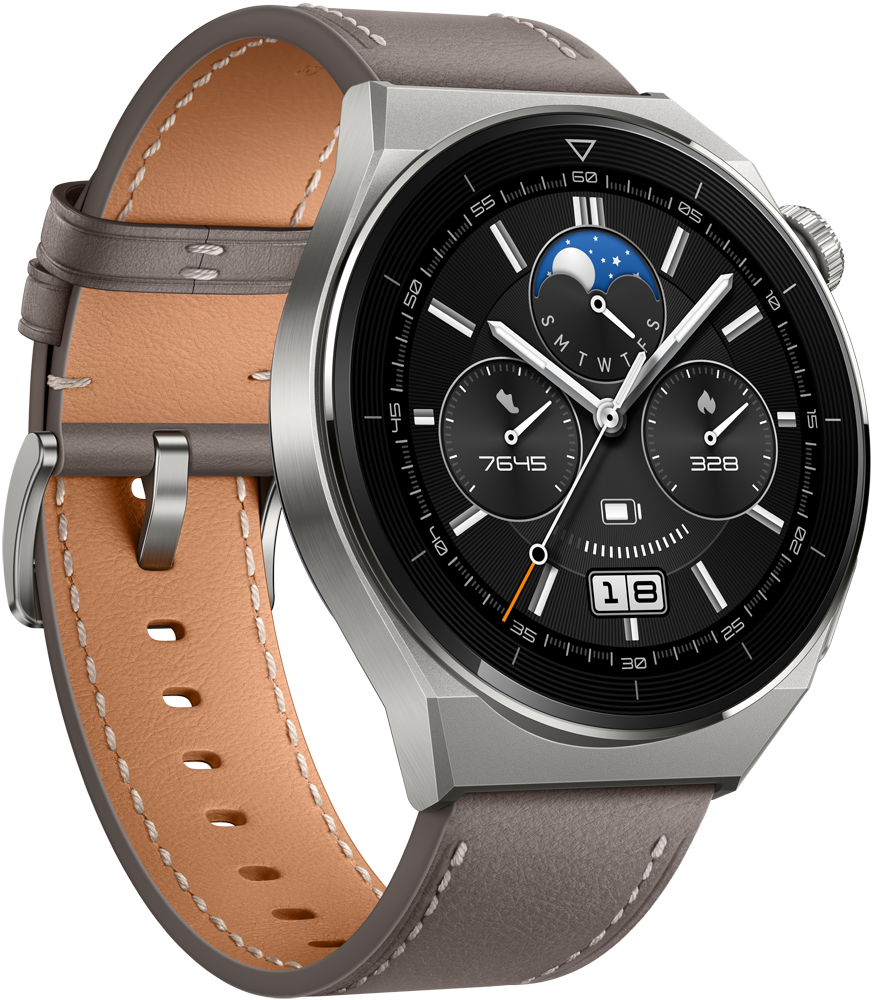 HUAWEI Watch GT 3 Pro кожаный ремешок Серые (Odn-B19V)