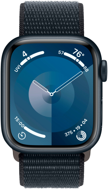 Apple Watch Series 9 GPS 45мм корпус из алюминия Темная ночь + ремешок Sport Loop Темная ночь