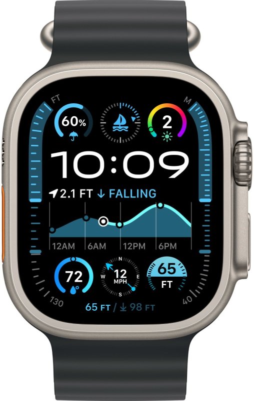 Apple Watch Ultra 2 GPS + Cellular, 49 мм, корпус из бежевого титана, ремешок Ocean черного цвета