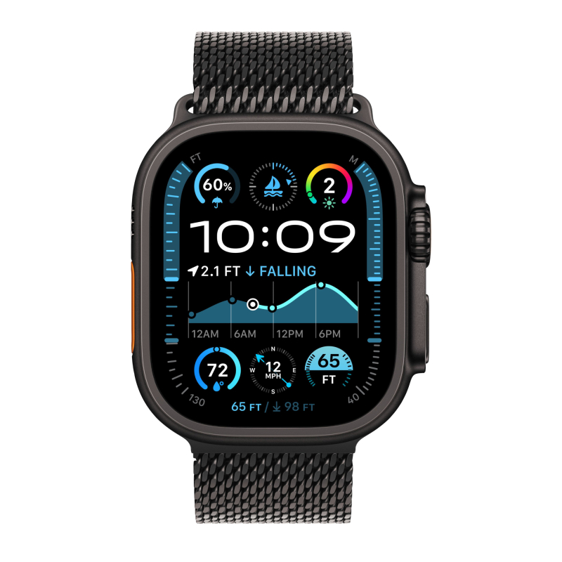 Apple Watch Ultra 2 (2024) GPS+Cellular 49mm (MX5U3), Black Titanium, Titanium Milanese Loop Black, размер M
