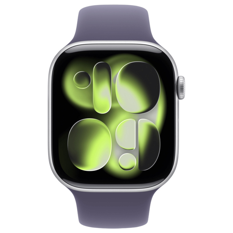 Apple Watch Series 11, 46 мм, алюминий цвета «Silver», спортивный ремешок "Purple Fog", S/M (MEV94)