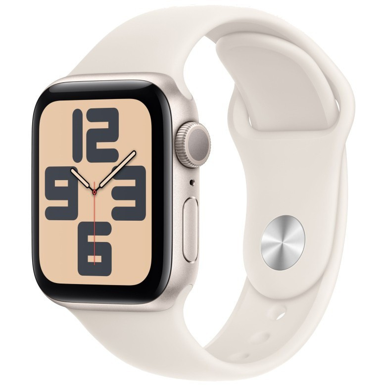 Apple Watch SE 2024, 40 мм, алюминий цвета "Сияющая звезда", Starlight Sport Band, S/M (MXEF3)