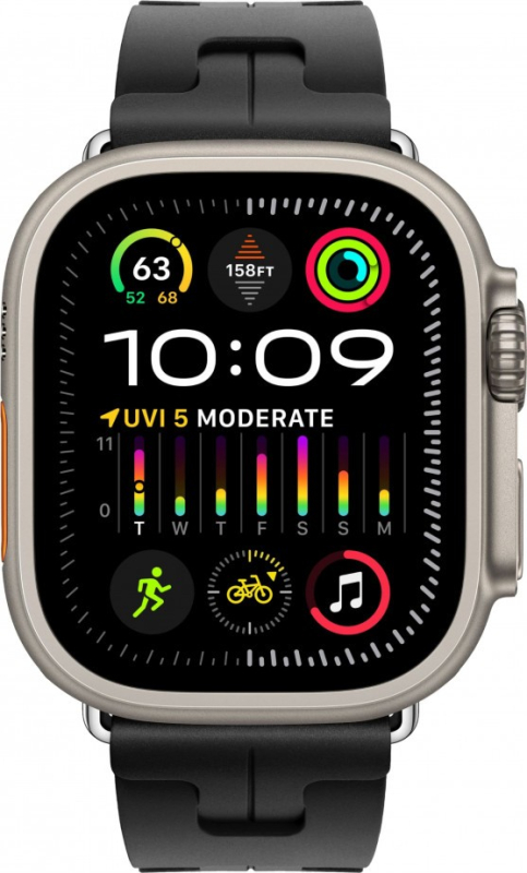 Apple Watch Ultra 2 Hermes GPS + Cellular, 49 мм, титановый корпус, резиновый ремешок черного цвета