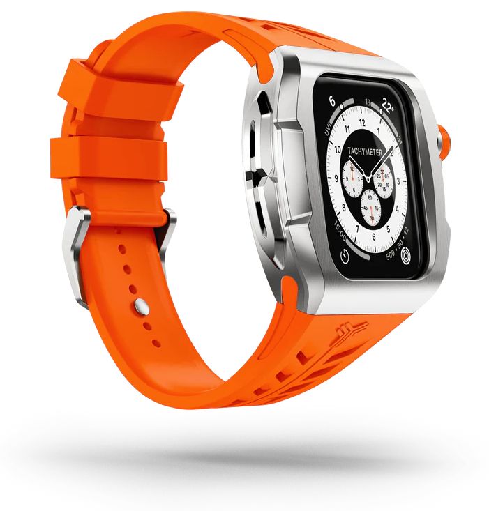Чехол Y24 для Apple Watch 45mm, сталь/cиликон, оранжевый