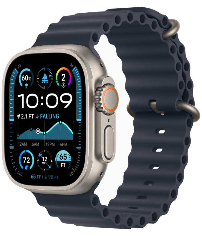 Apple Watch Ultra 2 GPS + Cellular, 49 мм, корпус из бежевого титана, ремешок Ocean темно-синего цвета (MX4D3)