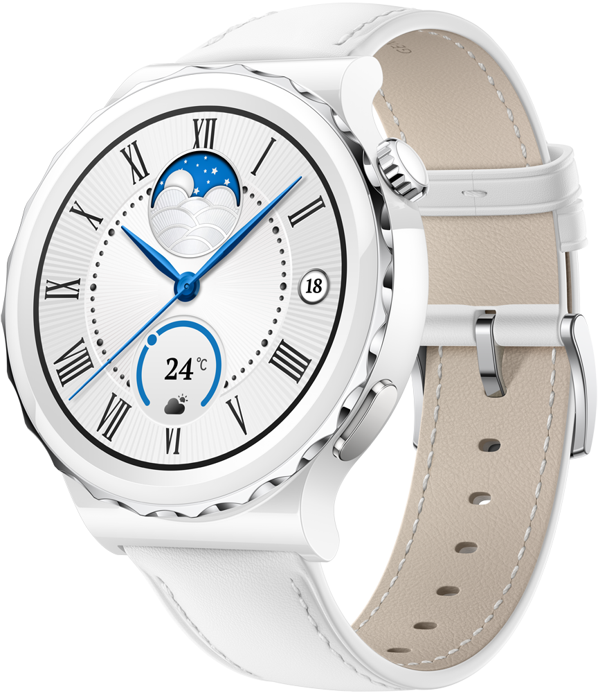 HUAWEI Watch GT 3 Pro кожаный ремешок Белые (Frg-B19V)
