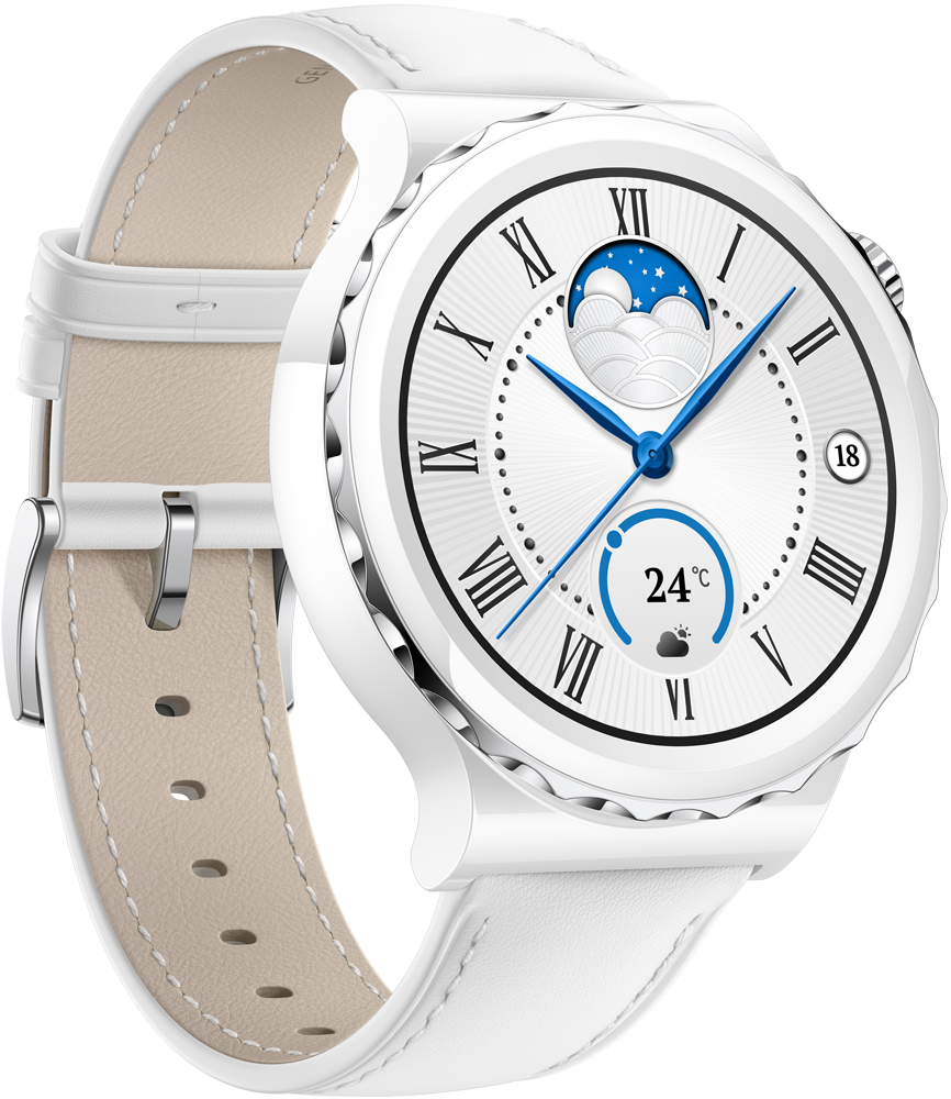 HUAWEI Watch GT 3 Pro кожаный ремешок Белые (Frg-B19V)