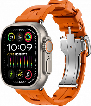 Apple Watch Ultra 2 Hermes GPS + Cellular, 49 мм, титановый корпус, резиновый ремешок оранжевого цвета