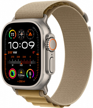 Apple Watch Ultra 2 GPS + Cellular, 49 мм, корпус из бежевого титана, ремешок Alpine цвета "загар", размер L (MRF03)