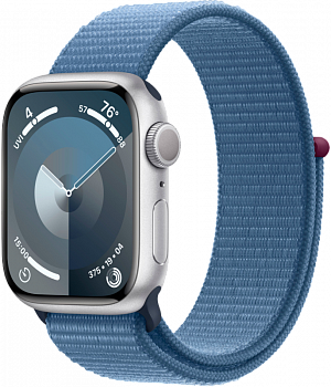 Apple Watch Series 9 GPS 41мм корпус из алюминия Серебро + ремешок Sport Loop Ледяной синий