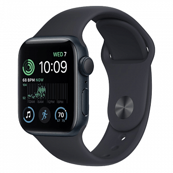 Apple Watch Series SE 2024 40mm Midnight Aluminum Case with Midnight Sand Sport Band, S/M (MXE73)